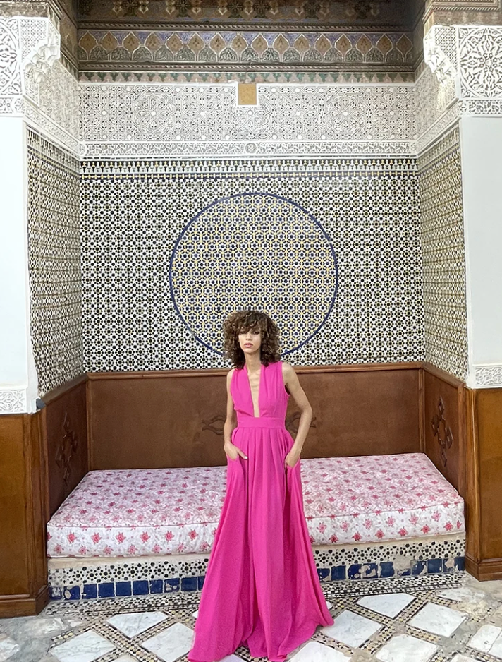 MOROCCAN DRESS SLEEVELESS I FUSCHIA