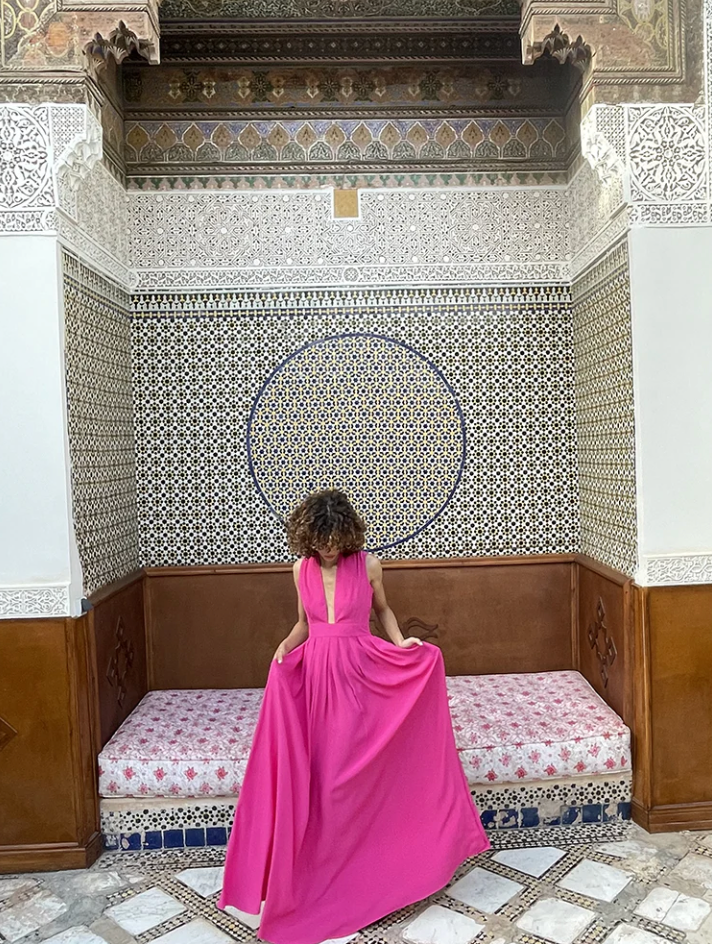 MOROCCAN DRESS SLEEVELESS I FUSCHIA