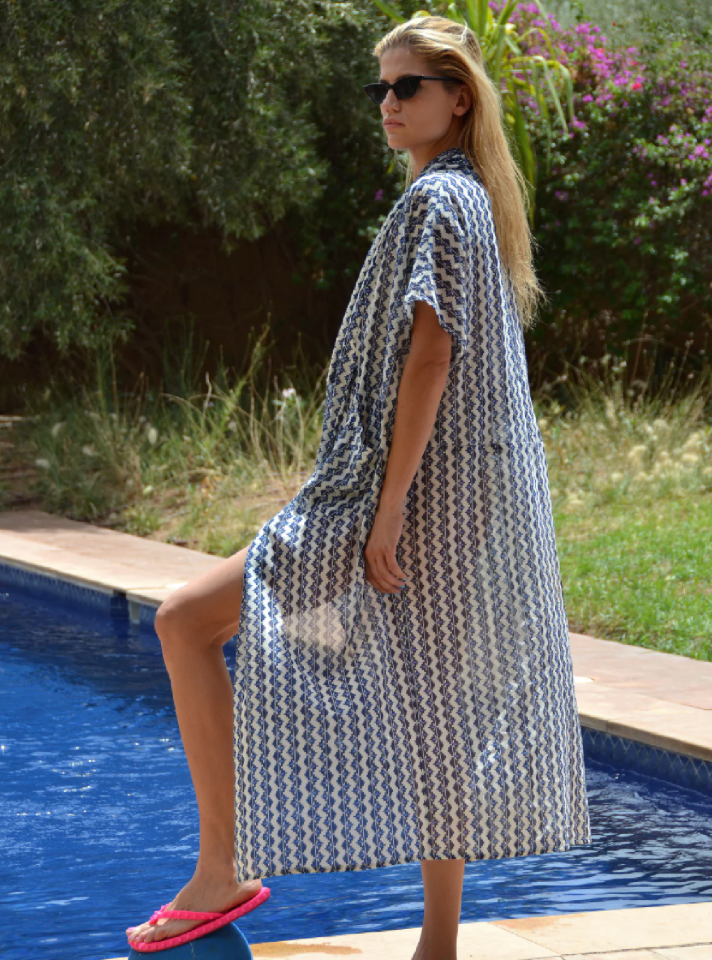 MOROCCAN KIMONO WHITE & BLUE