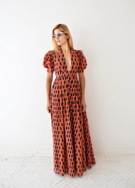 MOROCCAN DRESS ORANGE & PINK