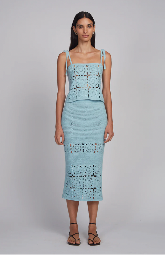 IOLA CROCHET TOP I SKY BLUE