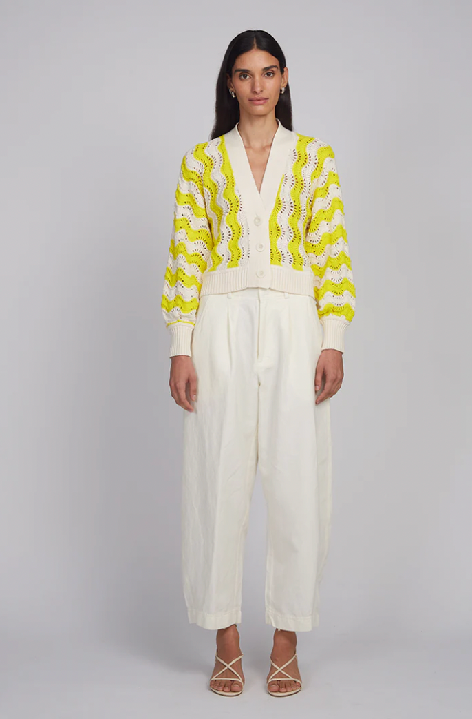 LUNA CARDI I IVORY/LEMON