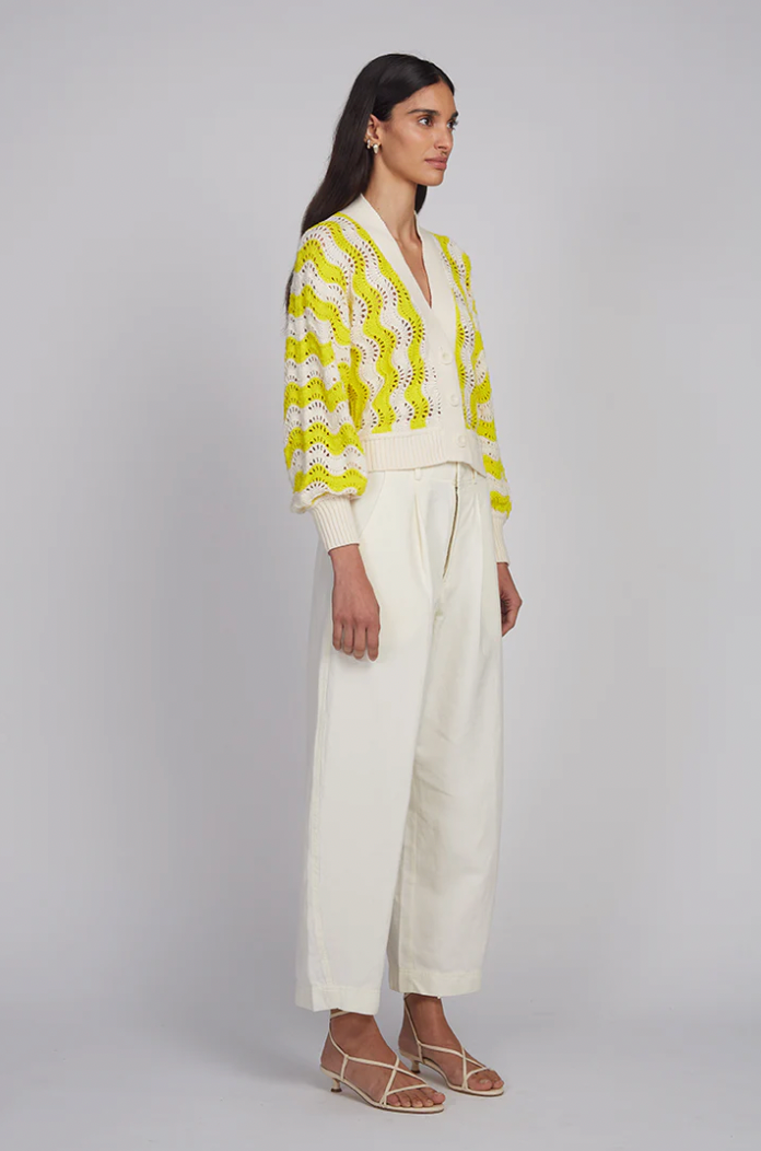 LUNA CARDI I IVORY/LEMON