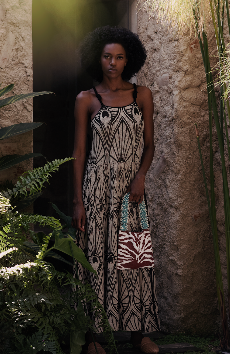 CLASH OF PRINTS BROWN, TURQUOISE & WHITE