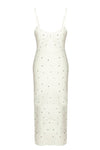 Laura Dress - Stretch Silk Ivory w dots