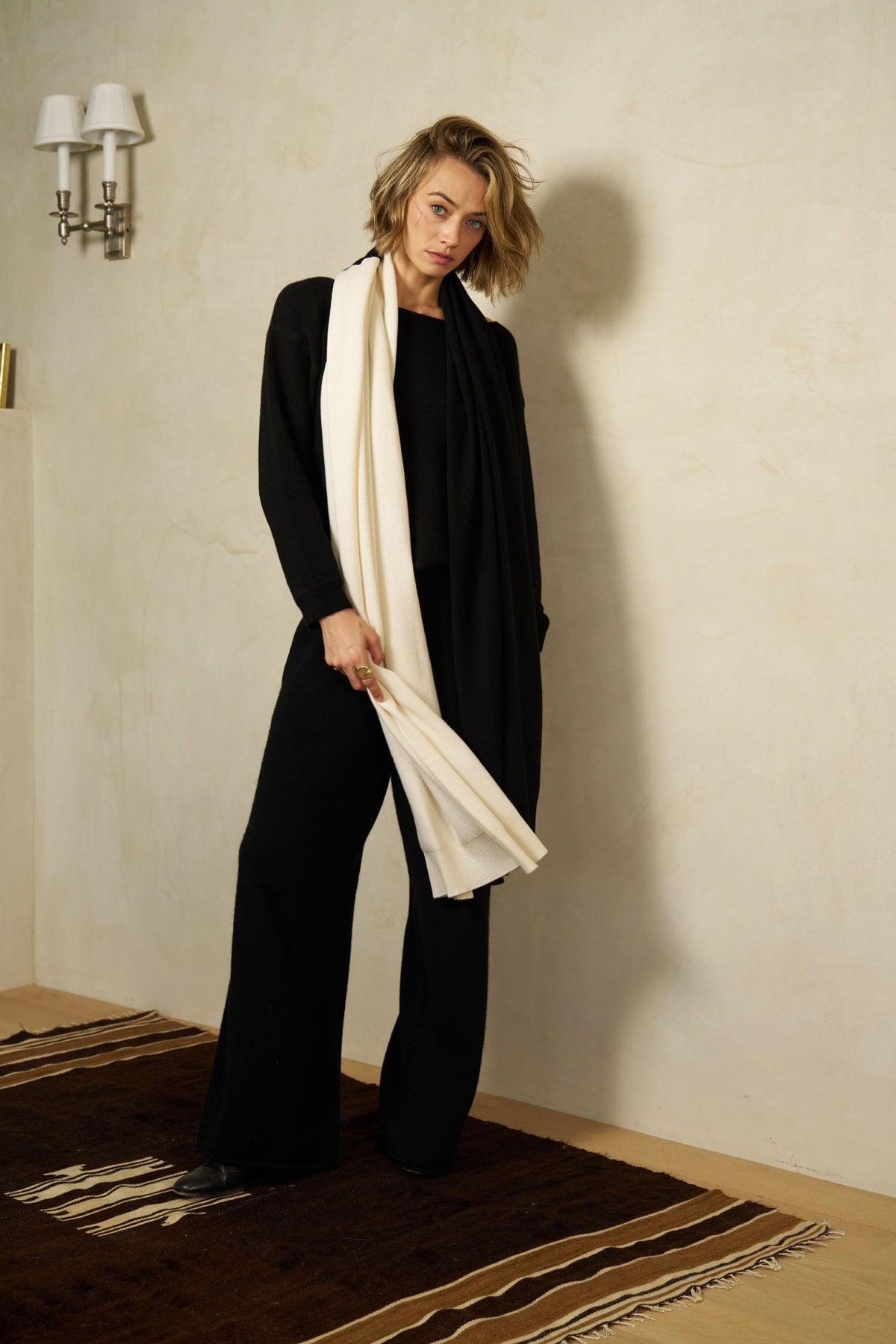 The Scarf in Black/Chalk by Betty & George