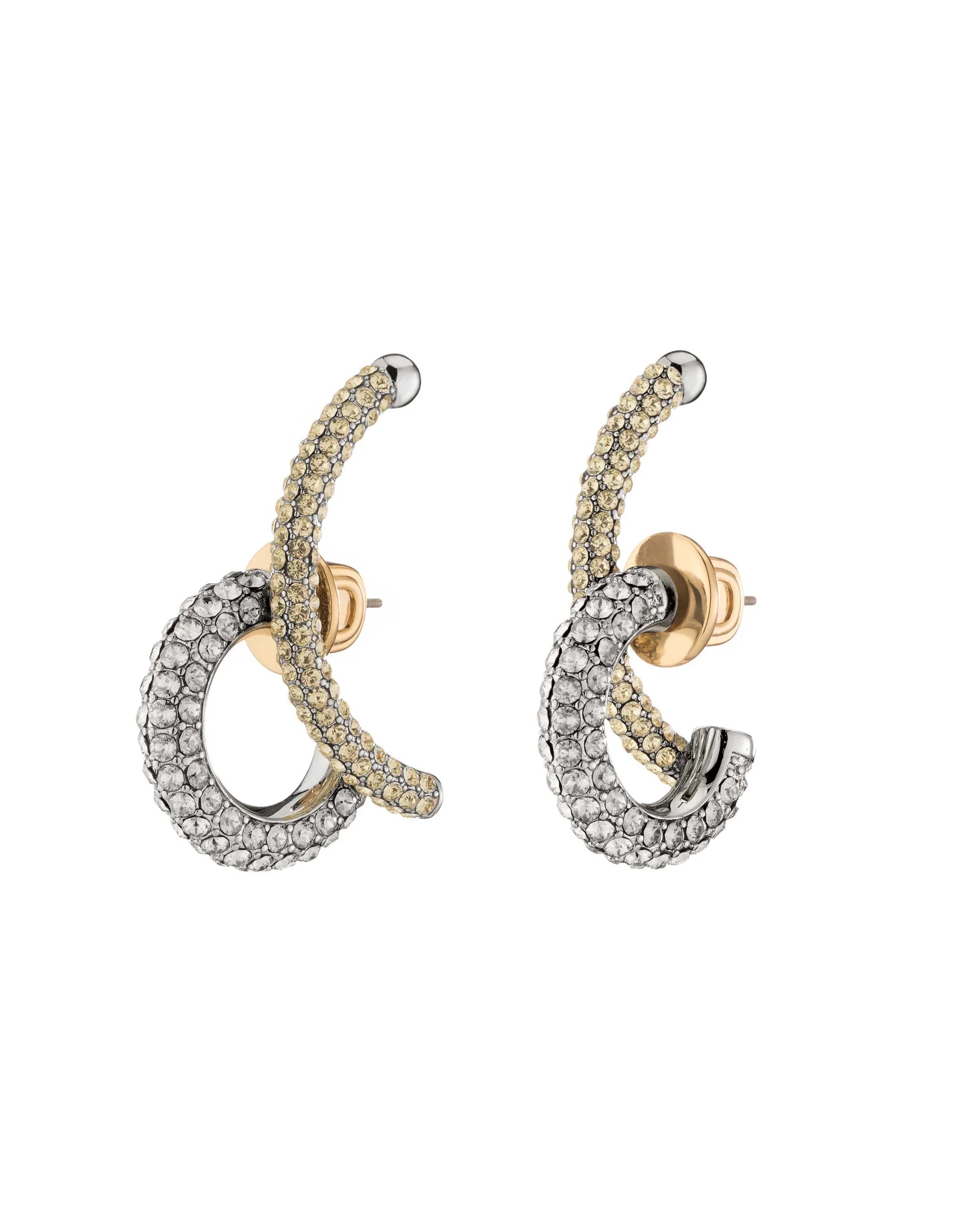 MARISA PAVE 2 TONE HOOP EARRINGS