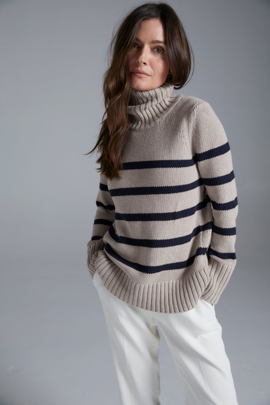 Wynn Stripe – Oat/Navy