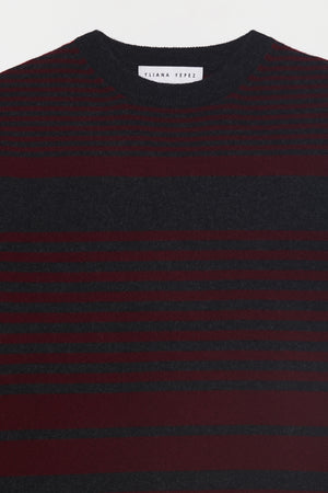 Aspen sweater - Bordeaux/Dark Grey stripes