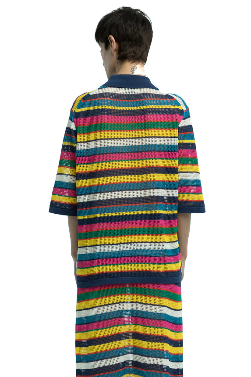 Rell Mesh Stitch Stripe Cardigan