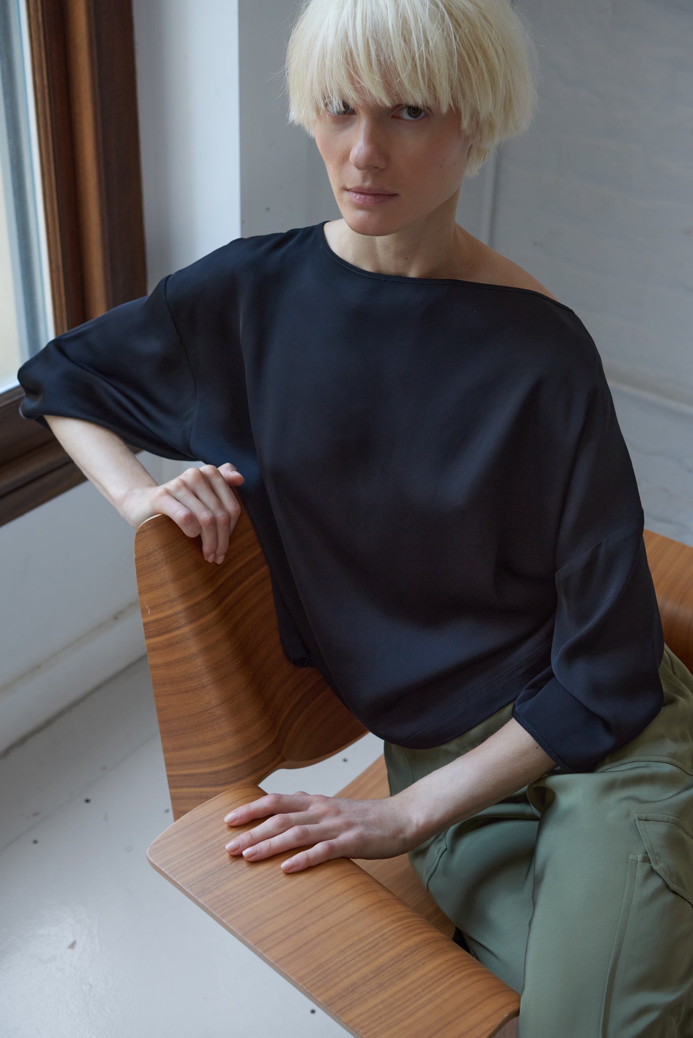 Zena Vegan Silk Top - Black