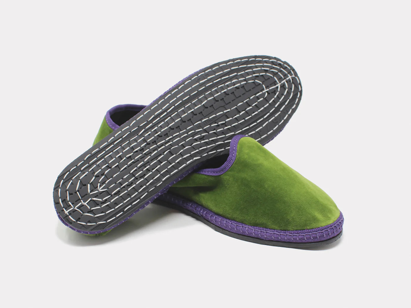 Furlane: Unisex Slippers - Green with Piping