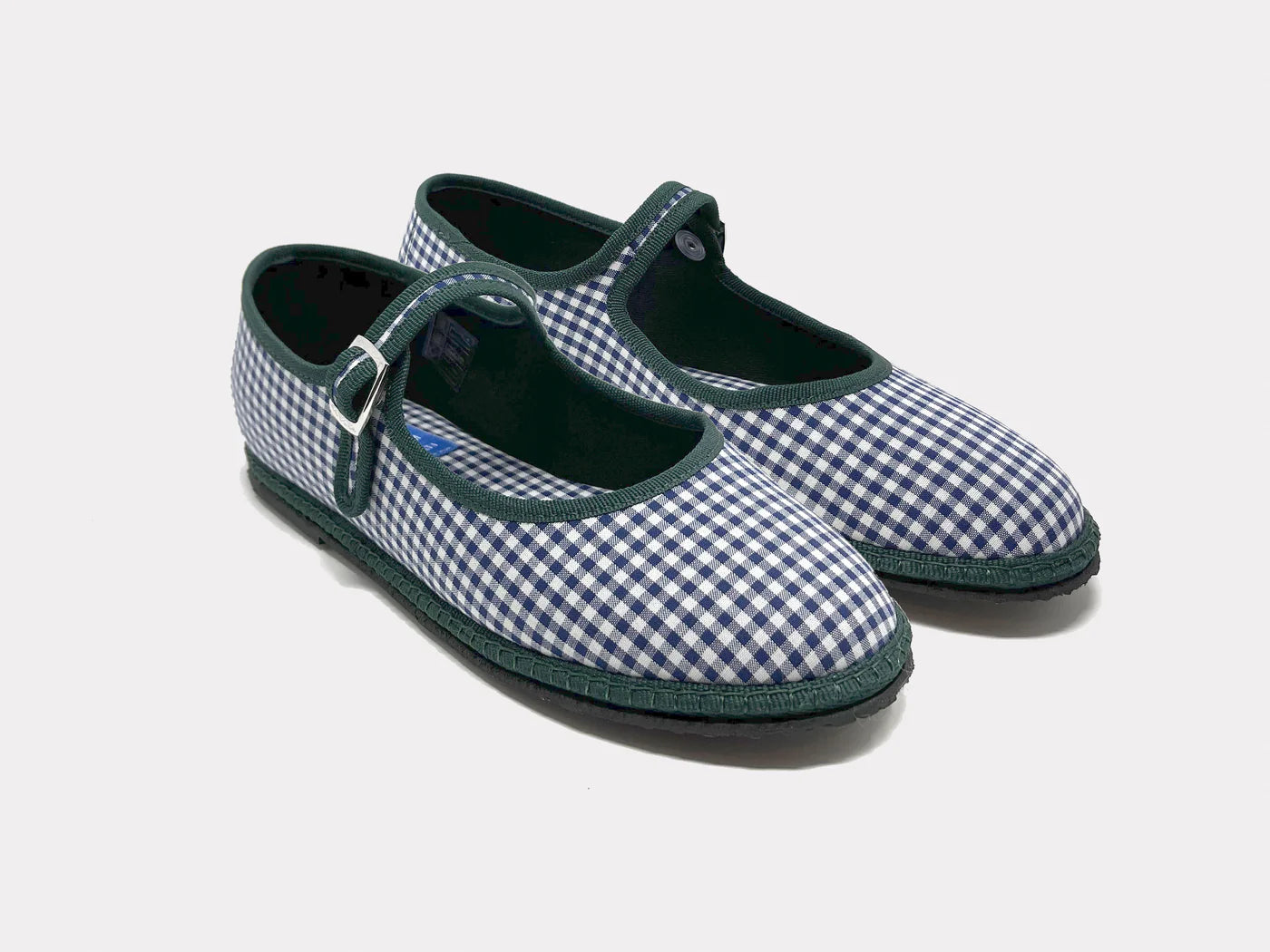 Furlane: Mary Jane Slippers - Navy Gingham