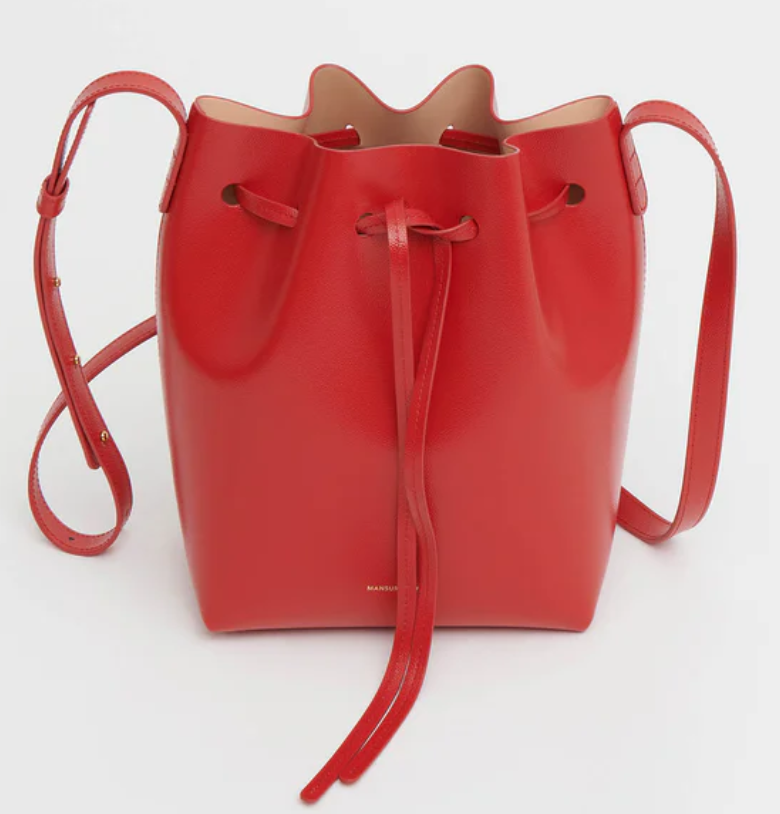 Mansur gavriel patent bucket bag sale