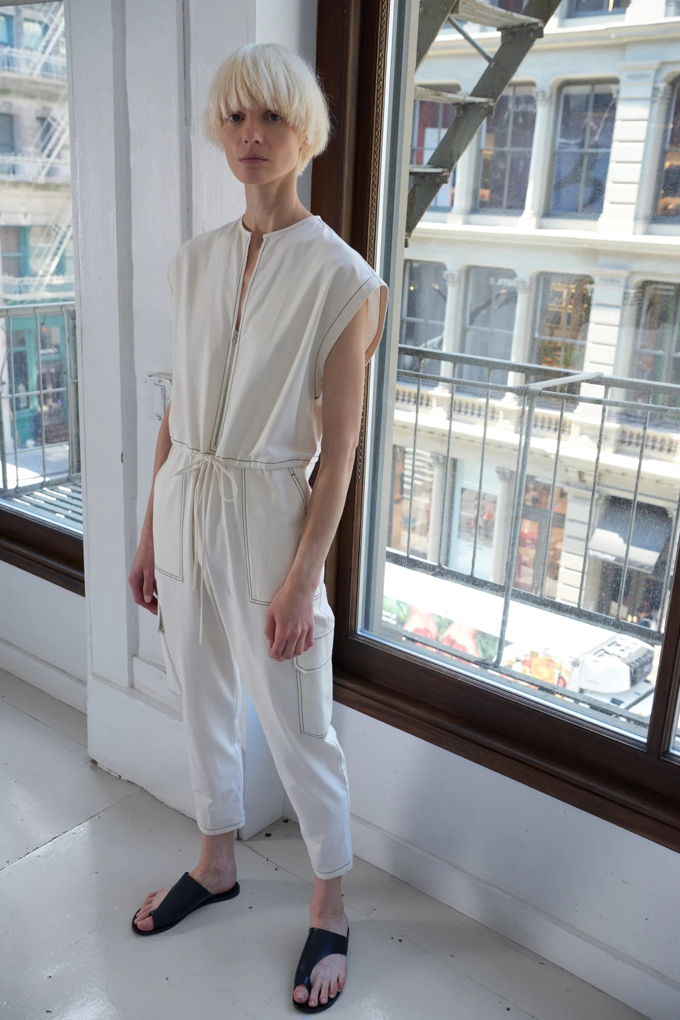 Traci Japanese Denim Jumpsuit - Ivory