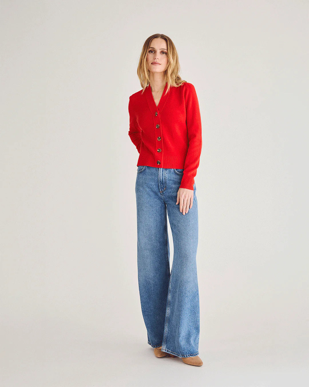 The Perry Cotton Cardigan - Bright Red