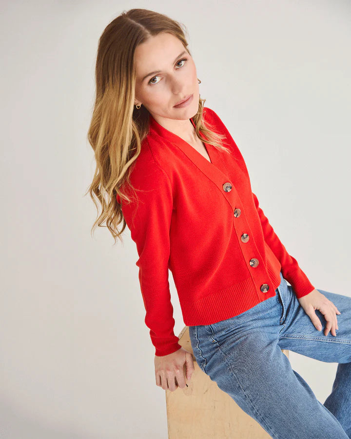 The Perry Cotton Cardigan - Bright Red