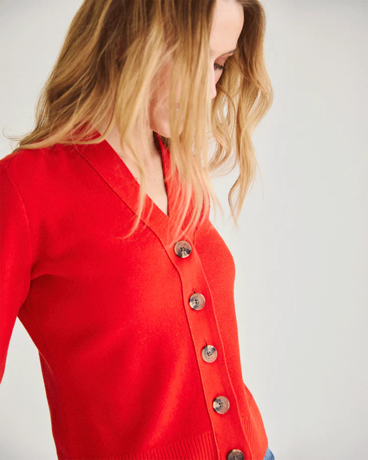 The Perry Cotton Cardigan - Bright Red