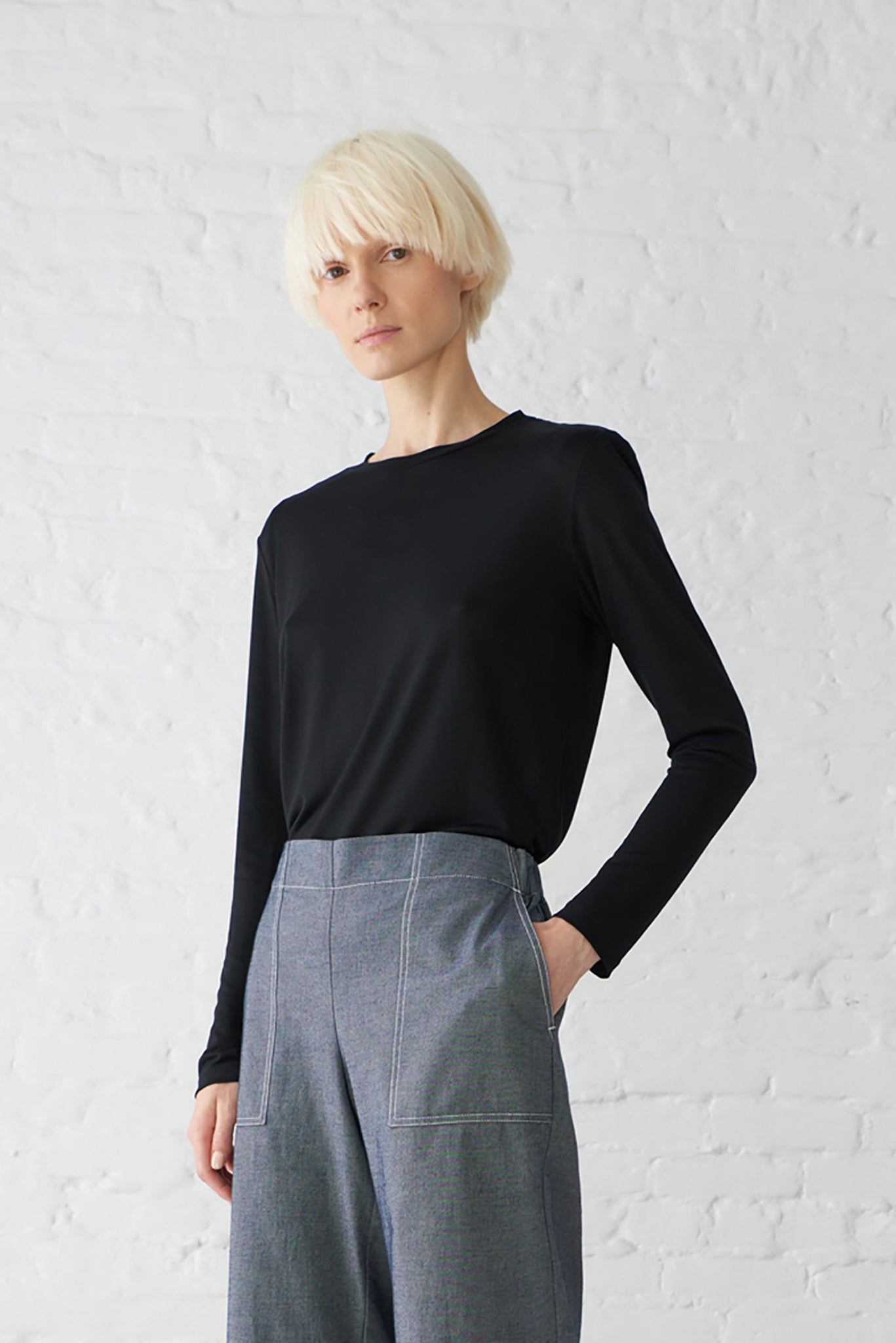 Carolyn Luxe Long sleeve top - Black