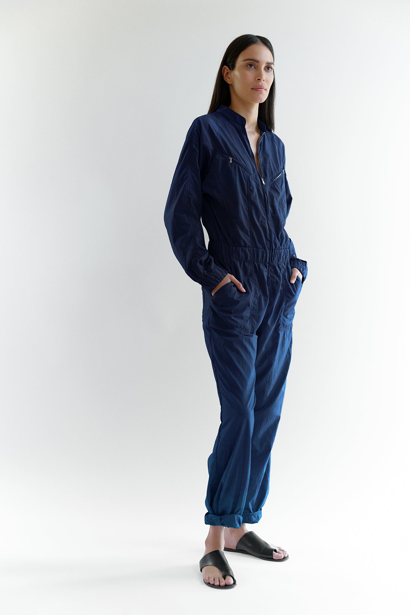 Amelia Japanese Eco Nylon Flight Suit - Navy