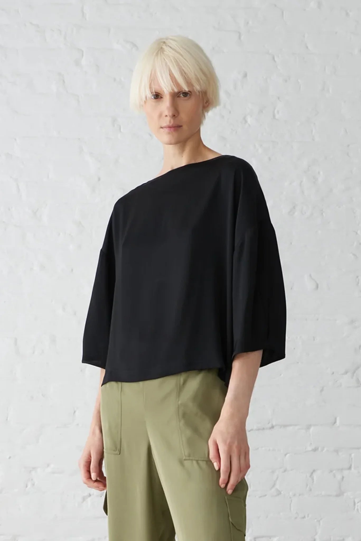 Zena Vegan Silk Top - Black
