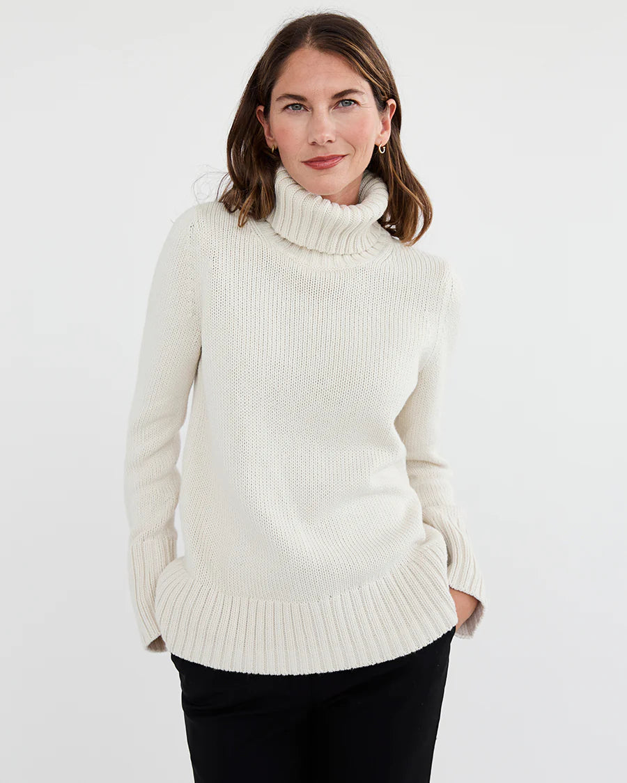 The Wynn Stripe Cotton Turtleneck - Ivory