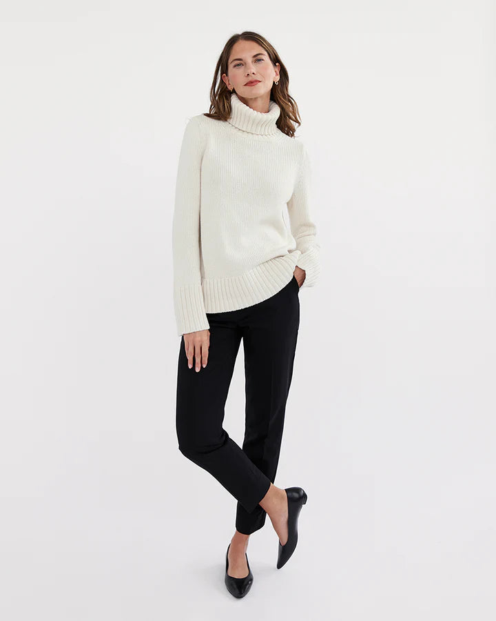 The Wynn Stripe Cotton Turtleneck - Ivory