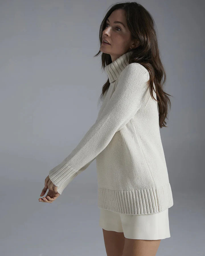 The Wynn Stripe Cotton Turtleneck - Ivory