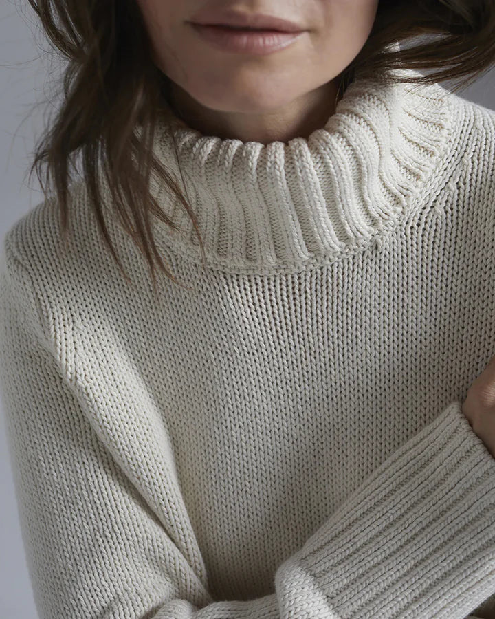 The Wynn Stripe Cotton Turtleneck - Ivory