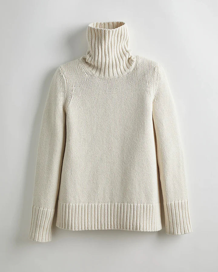 The Wynn Stripe Cotton Turtleneck - Ivory
