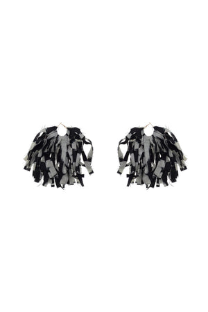 FRINGE EARRINGS - BLACK & GRAY