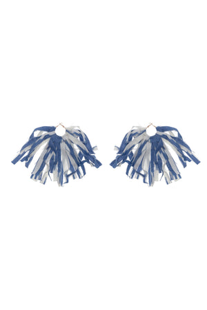 FRINGE EARRING - BLUE & WHITE COTTON