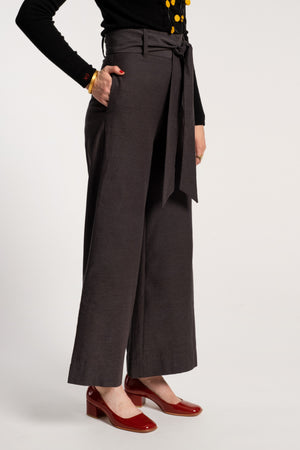 ZOEY BELTED PANT - CHARCOAL