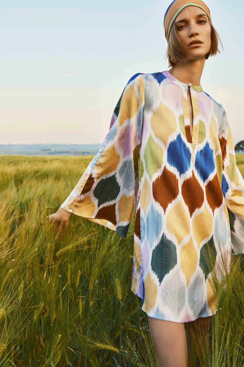 PLAJ DRESS - MULTI BAKLAVA MOTIF