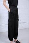 MARILYN SILK CARGO PANTS - BLACK